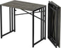 35 inch Narrow Folding Desk, Writing Gaming Computer Camping Desk for Small Spaces, No Assembly Required Home Office Table, Black Oak