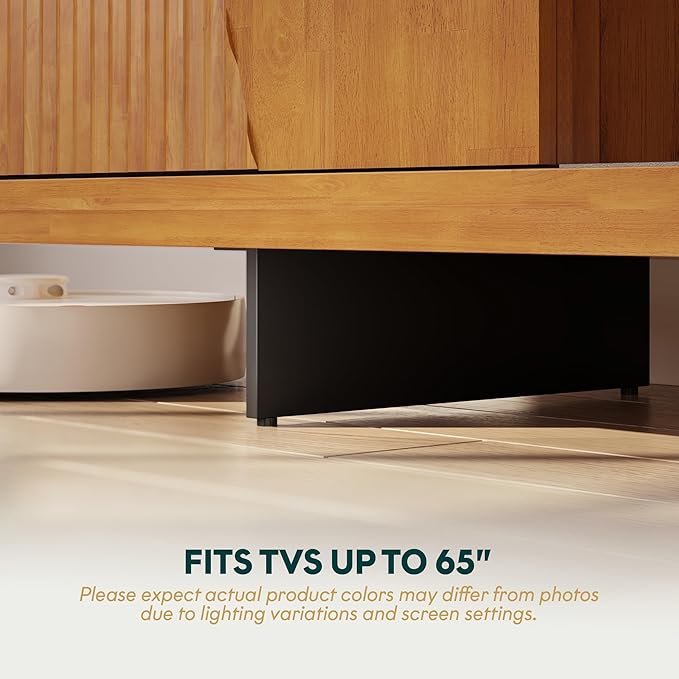 Bme Trapeze TV Stand for Living Room – Wooden Media Console with Storage, Metal Legs, Large Teak Brown TV Stand for Stylish Home Entertainment Setup