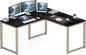 SHW 55 x 60 Inches Commercial-Grade L-Shape Corner Office Computer Desk, Espresso