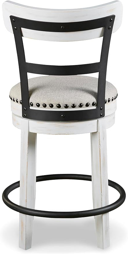 Signature Design by Ashley Valebeck 24.5" Modern Swivel Counter Height Barstool, Whitewash