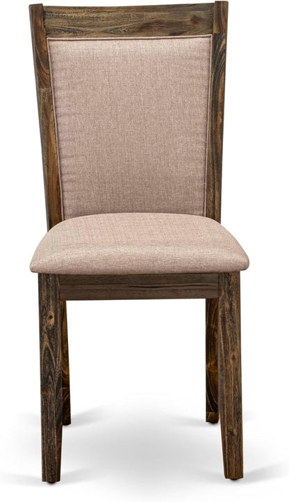 East West Furniture V797MZ716-6 6 Piece Kitchen Table Set Contains a Rectangle Dining Table with V-Legs and 4 Dark Khaki Linen Fabric Parson Chairs with a Bench, 40x72 Inch, Multi-Color