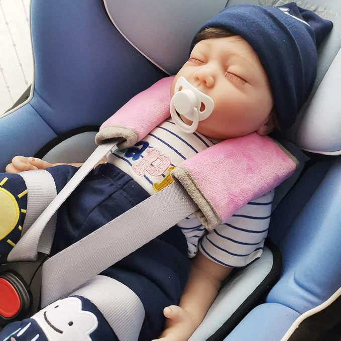 Car Seat Strap Pads Covers for Baby Kids, Seat Belt Covers Cushion for boy Girl, Protect Neck and Shoulder rubbing, Anti-Slip Design, Universal for Stroller/Carrier/Pushchair; Pink