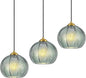 Mikeru 3-Pack Mint Glass Pendant Lights Kitchen Island Lighting Single Globe Pendant Light Fixtures Century Modern Kitchen Island Pendant Lighting for Bedroom Living Dining Room Light (Without Bulbs)