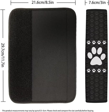 AFPANQZ Dog Paw Print Car Seat Belt Cover Cushion Universal Fit Two-Packs Boho Automotive Seat Belt Pillow for Kids Shoulder Straps Pads Covers Universal Fit for Truck Vans Sedans SUVs