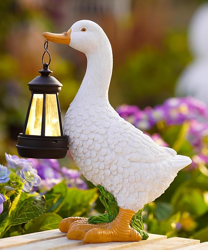 Nacome Solar Goose Outdoor Statues for Garden: Porch Decor with Warm Lantern Clearance for Outside Yard Art Lawn Ornaments Patio Balcony - Gifts for Grandma Mom Women