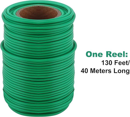 130 Feet Soft Plant Tie Green Twist Garden Ties for Plants Gardening Home Office Organization TPR Garden Ties Supplies with 2.5mm Diameter