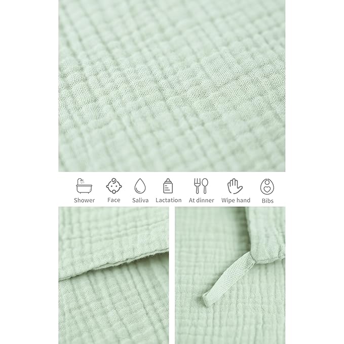 Konssy 6 Pack Baby Muslin Washcloths for Unisex 100% Cotton Wash Cloth Set for Baby Face Body Comfy and Soft for Newborn Infants Kids Girls and Boys