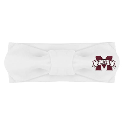 Creative Knitwear Mississippi State Bulldogs Infant Girls White Solid Hair Knot Headband Embroidered Logo - Size Newborn - 4T