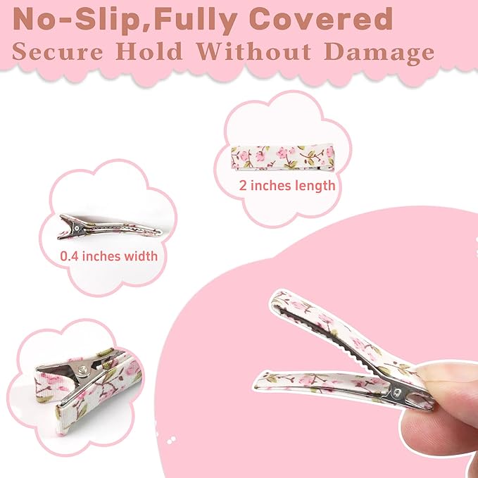 Hair Clips for Girls Women Toddler Baby,Assorted 20Pcs Flower Fabric Fully Lined Small Alligator Clips Hair Accessories for Teens Child Kids Gifts