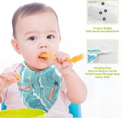 vvfelixl Summer Girl Surfing Baby Burp Cloths Baby Muslin Washcloths for Boys Girls Cotton Babys Face Towel for Newborn Infants Soft and Absorbent 11.8 X 11.8 in, 5 Pack