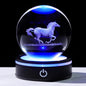 YWHL 3D Crystal Horse Figurine with LED Base, Horse Gifts for Men Women on Christmas Birthday, Glass Sphere Animal Decorative Ball for Home Decor (80mm)