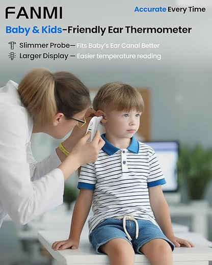 Ear Thermometer for Kids and Adults, Thermometer for Baby with Real-Time Dynamic Tympanic-Sensing Probe, 1-Button 1-Second Result Large LED Display for Easy Use & Reading