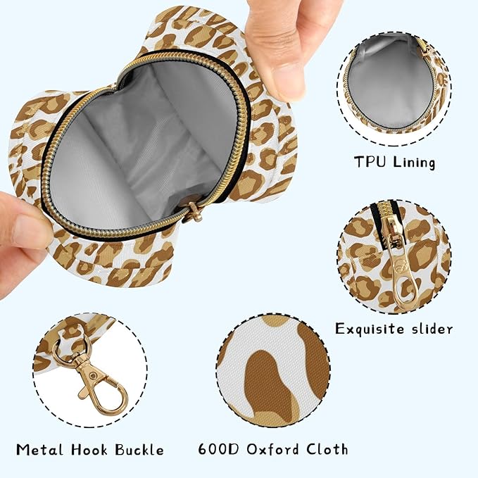 Leopard Print Pacifier Holder Case for Diaper Bag Portable Travel Pacifier Storage Case with Clip Newborn Baby Pouch for Baby Boys Girls Purse Outdoor