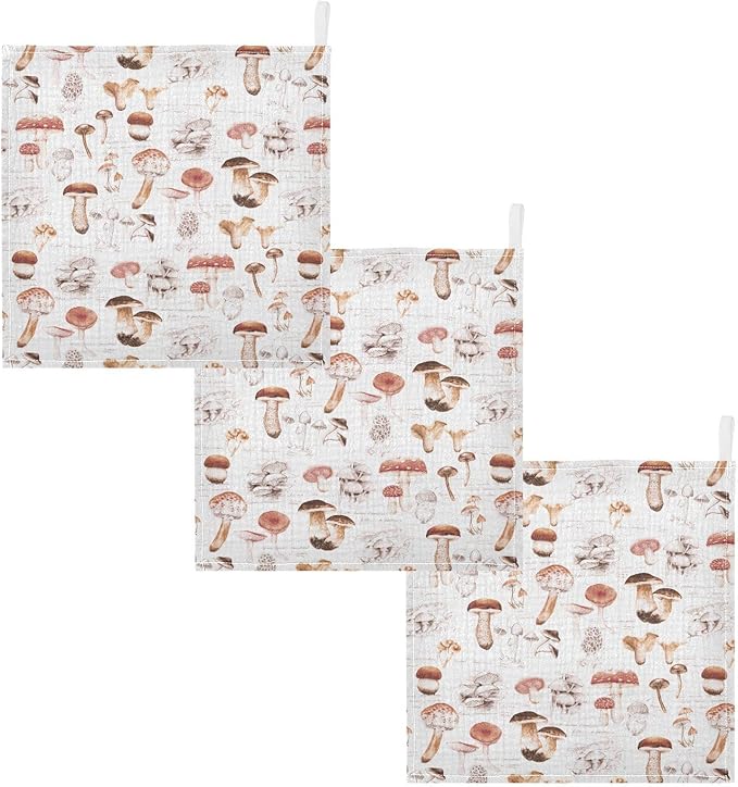 vvfelixl Baby Washcloths Cotton Different Mushrooms Baby Muslin Washcloths Soft Baby Face Towel for Newborn Infants Baby Wipes, 11.8 X 11.8 Inch, 5 Pack