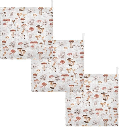 vvfelixl Baby Washcloths Cotton Different Mushrooms Baby Muslin Washcloths Soft Baby Face Towel for Newborn Infants Baby Wipes, 11.8 X 11.8 Inch, 5 Pack
