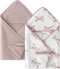 Little Jump Muslin Hooded Baby Bath Towels - 2 Pack 100% Cotton Towel for Babies, Infants, Toddlers - 32x32Inch - Highly Absorbent and Newborn Essential (Bunny)