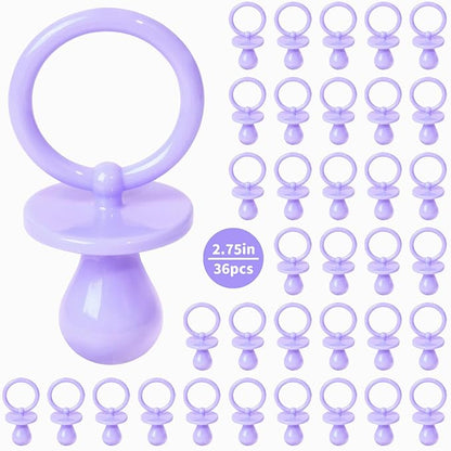36 Plastic Pacifiers for Baby Shower Game, 2.75’’ Baby Shower Pacifiers, Purple Pacifiers for Baby Shower Decoration DIY, Gender Reveal Party Table Scatter/Baby Shower Party Favors (Purple)