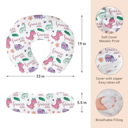 Custom Car Seat Covers for Babies - Breathable Baby Car Seat Cover for Girls Boys, Pink Dinosaur Pattern Kick-Proof Newborn Carrier Canopy Stretchy Stroller Cover for 4 Seasons(27"x29")