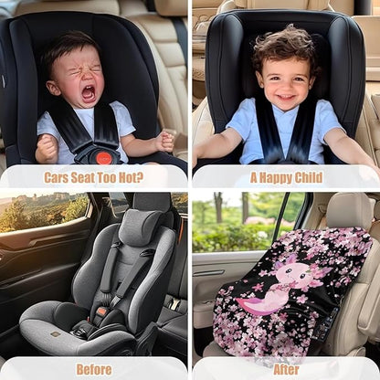 Axolotl Car Seat Cover for Baby Carseat, Cherry Blossom Car Seat Sun Shade Cover, Easy to Install, Sun Protection Reflector UV Ray Helpers