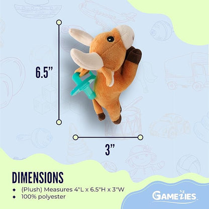 Gamezies Baby Boy and Girl Silicone Longhorn Plush Pacifier with Detachable Western Plush Toy Holder, CPSIA Tested, BPA-Free 0-6 Months