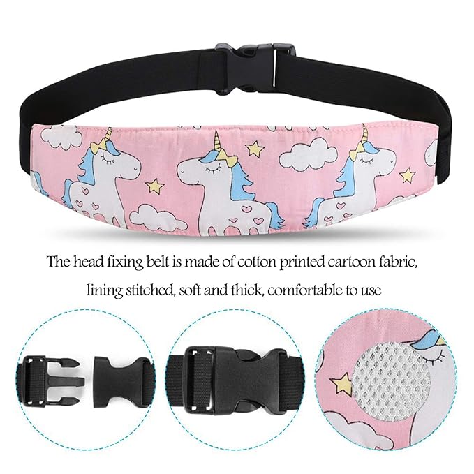 2 Pcs Baby Car Seat Neck Relief and Head Support,Silence Shopping Car Seat Head Band Strap Headrest,Stroller Car Seat Sleeping Head Support for Toddler Child Children Kids Infant (Unicorn)