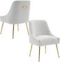Dining Chairs Medieval Modern Restaurant Chairs, Soft Cushions, Teddy Velvet, Polished Gold Metal Legs, Kitchen Chairs, Living Room White 2-Piece Set