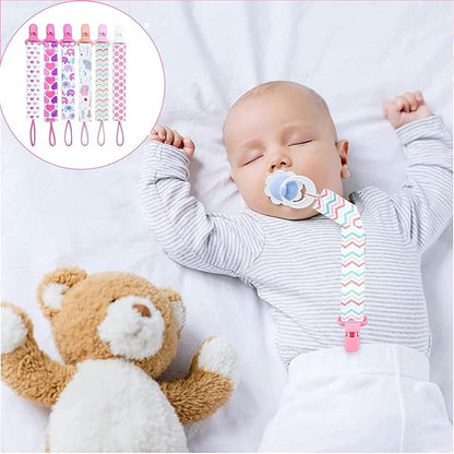 6 Pcs Baby Dummy Strap Clip, Pacifier Clip, Pacifier Holder Soother Chains Clips Fit All, Soothers, Teething Toys, Baby Essentials for Boys and Girls