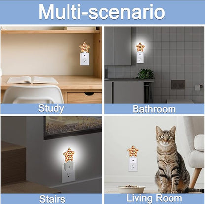 Night Light,Autumn Maple Leaves Plug into Wall with Dusk to Dawn Light Sensors,Fall Thanksgiving Warm Star Nightlights for Bedroom,Bathroom,Hallway,Kitchen Home Decor Desk Lamp
