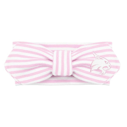 Creative Knitwear Texas State Bobcats Infant Girls Pink/White Striped Hair Knot Headband Embroidered Logo - Size Newborn - 4T