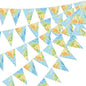 HESTYA 5 Pieces 49 Feet Travel Themed Party Decoration Bon Voyage Map Pennant Banner Around The World Themed Triangle Flag Bunting Banner for Graduation Classroom Farewell Retired Party Decor Supplies