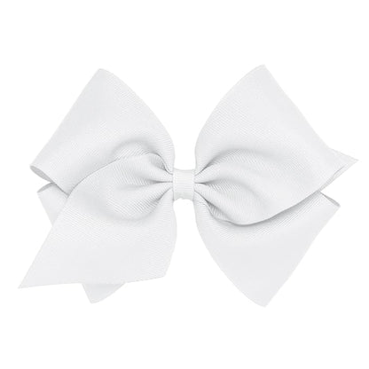 Wee Ones Girls' Classic Grosgrain Hair Bows with Plain Wrap Center, No-Slip Hair Clip, Handmade, White, Mini King