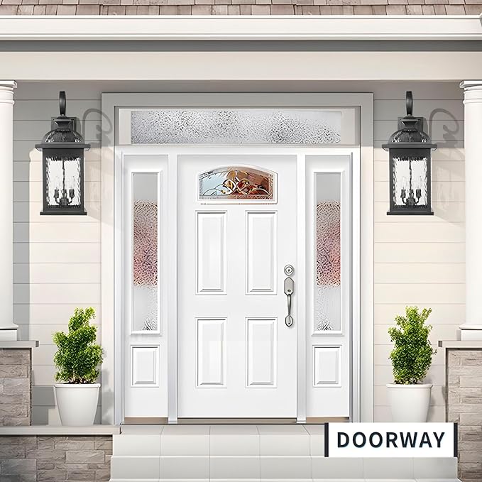 Darkaway Outdoor Lights Fixtures Wall Mount, Extra Large 26inch Outdoor Wall Sconce Lights with Water Ripple Glass for House Front Porch Patio Garage E12 Bulb Base