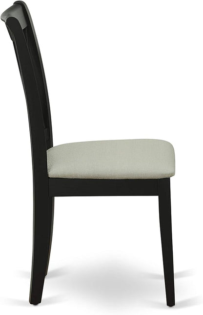East West Furniture DUCL7-BLK-C 7 Piece Dining Room Furniture Set Consist of a Rectangle Dining Table and 6 Linen Fabric Upholstered Chairs, 36x60 Inch, Black
