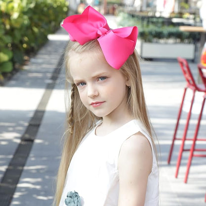 Oaoleer Big Hair Bows for Girls 12 PCS 6" Hot Pink Grosgrain Ribbon Large Boutique Bow Alligator Clips Hair Accessories for Toddlers Little Girls Kids