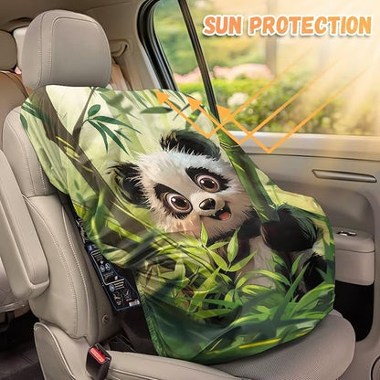 XYZCANDO Panda Print Baby Car Seat Shade Cover Cute Car Seat Cover Girl Newborn Waterproof Car Seats Heat Protector Keeps Your Toddler Baby Seat at a Cool Temperature Gift for Friends