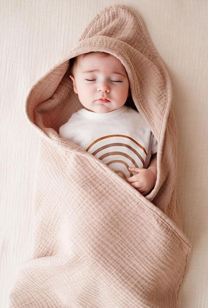 Little Jump Muslin Hooded Baby Bath Towels - 2 Pack 100% Cotton Towel for Babies, Infants, Toddlers - 32x32Inch - Highly Absorbent and Newborn Essential (Bunny)