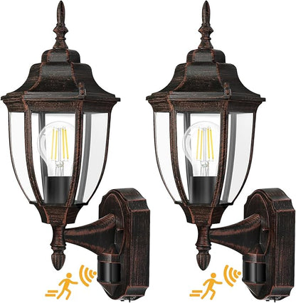 Lamomo Outdoor Wall Sconce, 2 Pack Dusk to Dawn Motion Sensor Light Fixtures, Exterior Aluminum Waterproof Porch Lights for Patio Front Door Garage