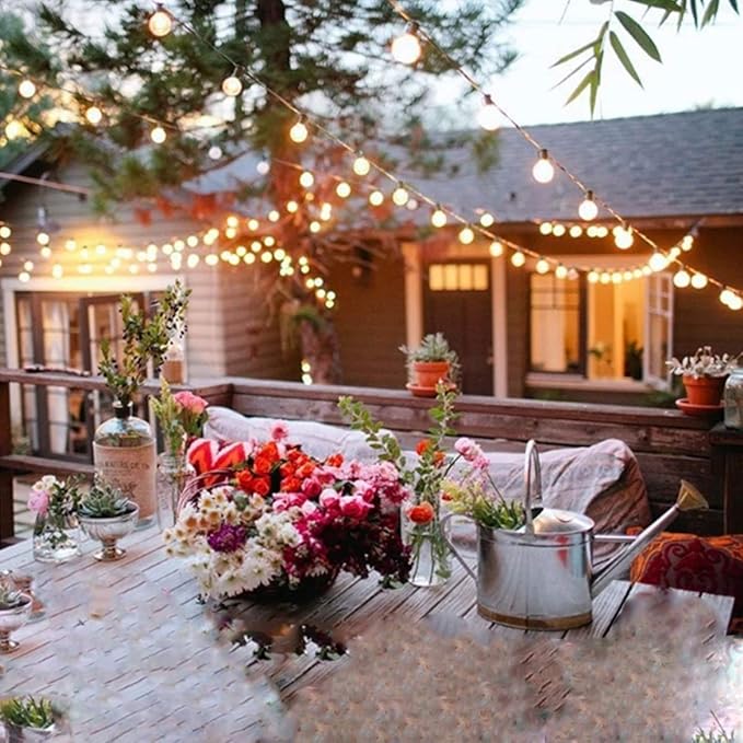SUNSGNE 50ft Outdoor Globe String Lights G40 Patio String Lights with 53 Bulbs Connectable Commercial Hanging Lights for Christmas Patio House Backyard Balcony Party Wedding Decor, Black