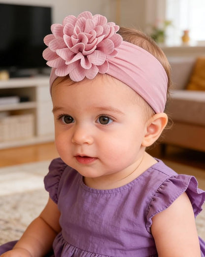 jollybows 6pcs Baby Girls Flower Hair Headbands Nylon Hair Bands Elastic Hair Accessories for Newborn Kids Infants Toddlers Dark Color