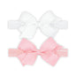 Wee Ones Girls Two Mini Scallop Bows With Bands, Mini, White/Pink