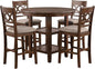 New Classic Furniture Cori 5-Piece Round Counter Set with 1 Dining Table and 4 Chairs, 42-Inch, Cherry Brown