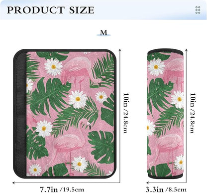 2 Pack Seatbelt Covers Seat Belt Cover Pad for Adults Boys Girls Car Seat Strap Covers Pads Cushion Universal Shoulder Strap Pad Protector for Backpack Camera Bag 6.5 Inch Cute Pink Daisy Flamingos