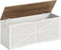 Storage Chest, 47.2" Wooden Storage Trunk, Modern Storage Bench with Safety Hinge, Toy Box, Farmhouse Style, for Bedroom, Living Room, Walnut and White MCW16WL