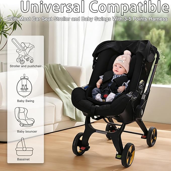 Infant Car Seat Insert，Carseat Head Support for Baby Preemie Newborn Infant,Babies Insert for Doona Stroller,Universal Baby Car Seat Head Support for Swing, Carseat(Black)