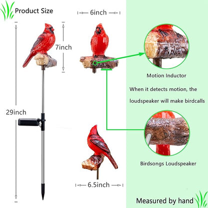 Cardinal Solar Stake Lights for Outside with Simulated Call and Breathing Light Waterproof Outdoor Christmas Decorations Yard Outdoor Use Perfect Garden Decorative Lights and Landscape Lighting