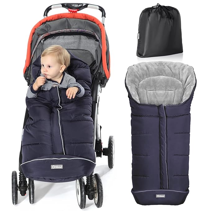 Orzbow Warm Bunting Bag Universal, Stroller Sleeping Bag Cold Weather, Waterproof Toddler Footmuff (Blue, Large)