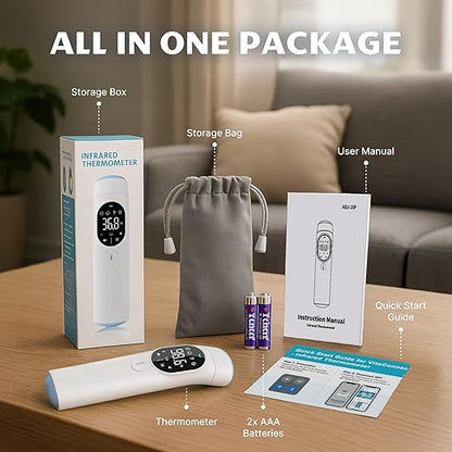 Instant No-Touch Thermometer for Babies & Adults - Fast, Accurate Fever Detection in 1 Second (3-in-1 Forehead, Ear & Object Mode)