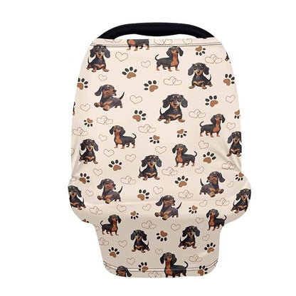 Forchrinse Cute Dachshund Paw Print Nursing Cover Babies Breastfeeding Scarf Soft Car Seat Cover for Boys Girls Multi-Use Infant Carseat Canopy