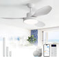 48 Inch Ceiling Fan with Lights Flush Mount Modern Energy-Efficient Outdoor Ceiling Fans with Remote,3 CCT Dimmable Quiet DC Motor & Timer for Patio/Bedroom/Farmhouse (White, 48 Inch/Smart Control)
