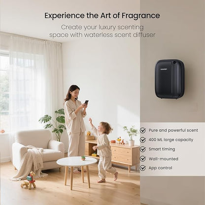 Waterless Diffuser, Hotel Scent Diffuser-Smart APP Control-400mL Capacity Up to 2000 Sq.Ft.-Cold Air Tech, Scent Diffusers for Home,Aromatherapy,Large Room,Spa,Commercial-Black Essential Oil Diffuser